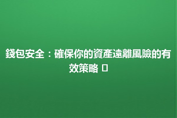 錢包安全：確保你的資產遠離風險的有效策略 🛡️💰