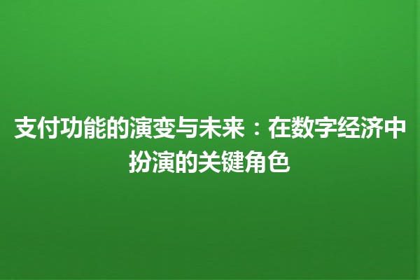 支付功能的演变与未来：在数字经济中扮演的关键角色