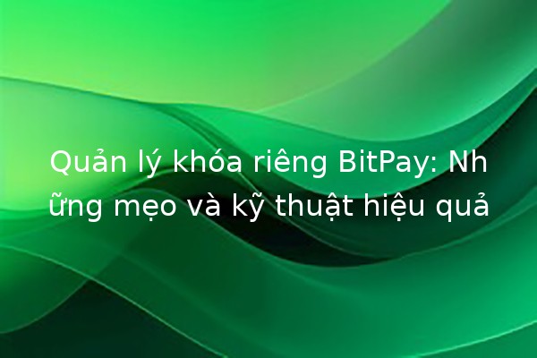 Quản lý khóa riêng BitPay: Những mẹo và kỹ thuật hiệu quả 🔑💡