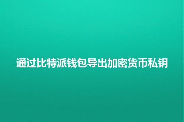 通过比特派钱包导出加密货币私钥🔑