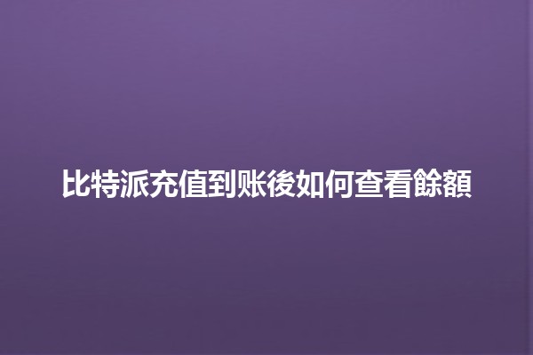 比特派充值到账後如何查看餘額 💰🔍