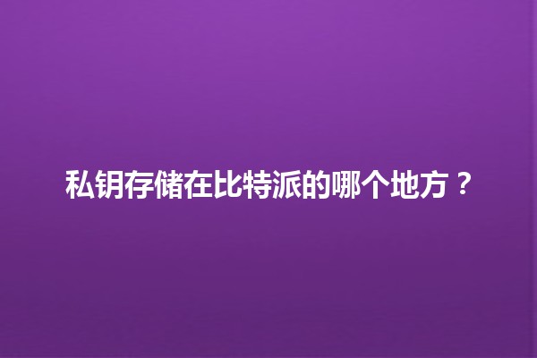 私钥存储在比特派的哪个地方？🔒💼