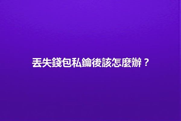 💼 丟失錢包私鑰後該怎麼辦？