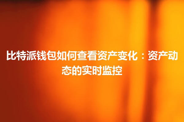 比特派钱包如何查看资产变化：资产动态的实时监控